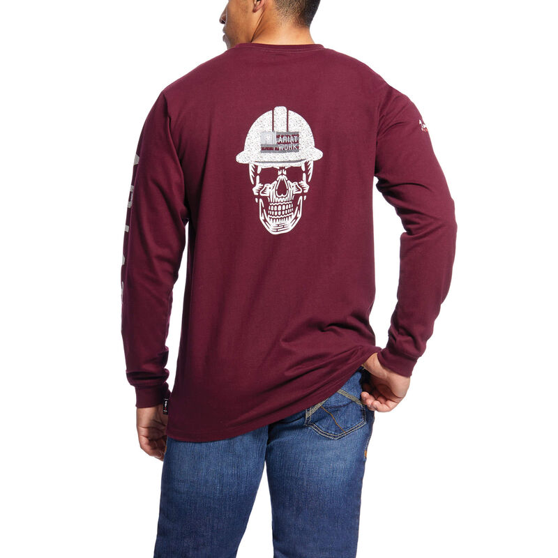 Ariat FR Roughneck Skull Logo - T Shirts Roze Grijs Heren - 17168-214